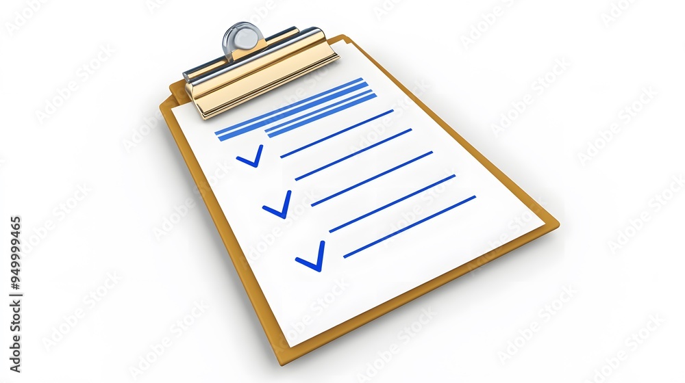 Poster 3d clipboard, checklist symbol. assignment target icon. project task management and effective time p