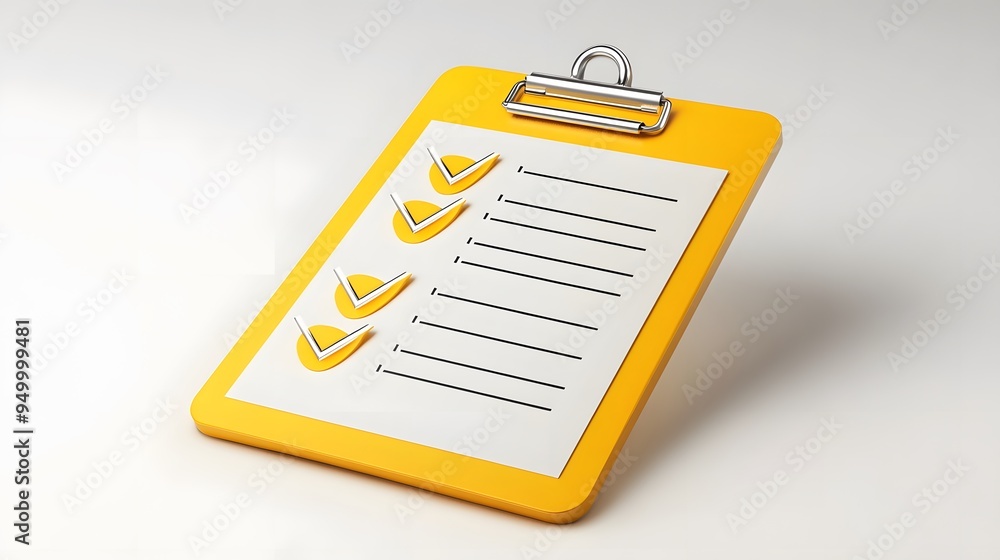 Poster 3d clipboard, checklist symbol. assignment target icon. project task management and effective time p