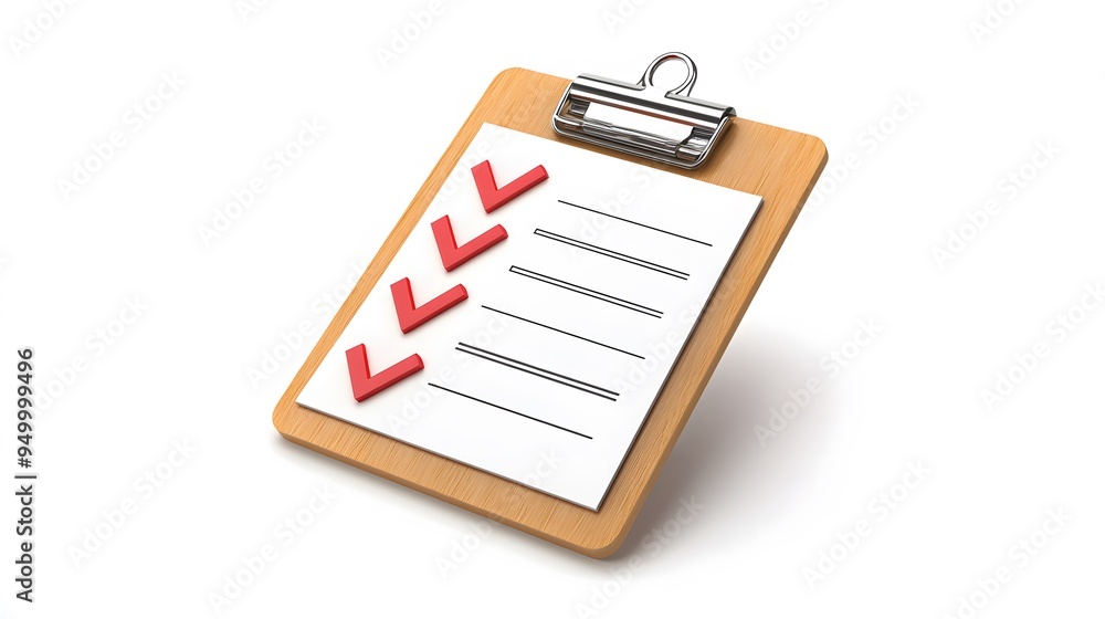 Poster 3d clipboard, checklist symbol. assignment target icon. project task management and effective time p