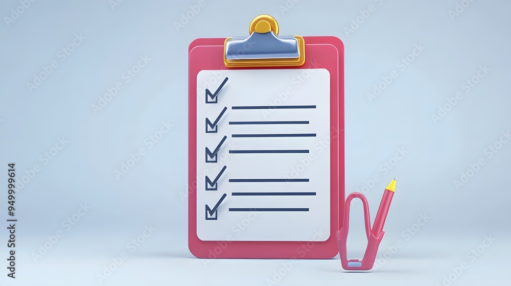 Aufkleber 3d clipboard, checklist symbol. assignment target icon. project task management and effective time p