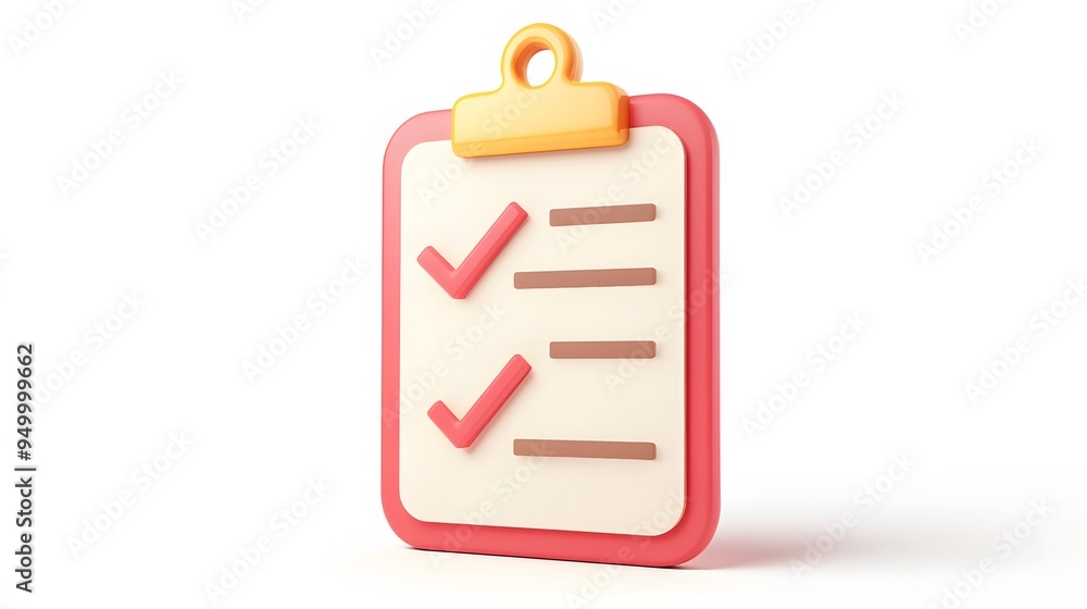 Poster 3d clipboard, checklist symbol. assignment target icon. project task management and effective time p