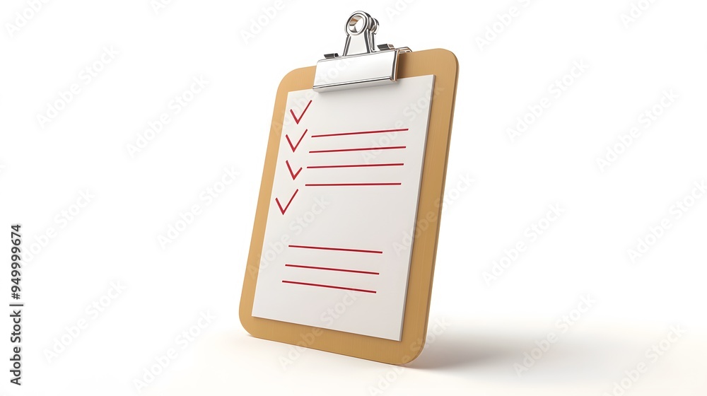 Poster 3d clipboard, checklist symbol. assignment target icon. project task management and effective time p