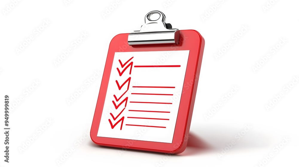 Poster 3d clipboard, checklist symbol. assignment target icon. project task management and effective time p