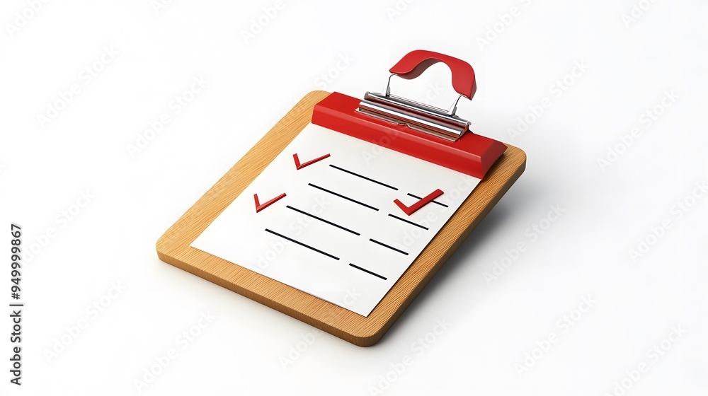 Poster 3d clipboard, checklist symbol. assignment target icon. project task management and effective time p