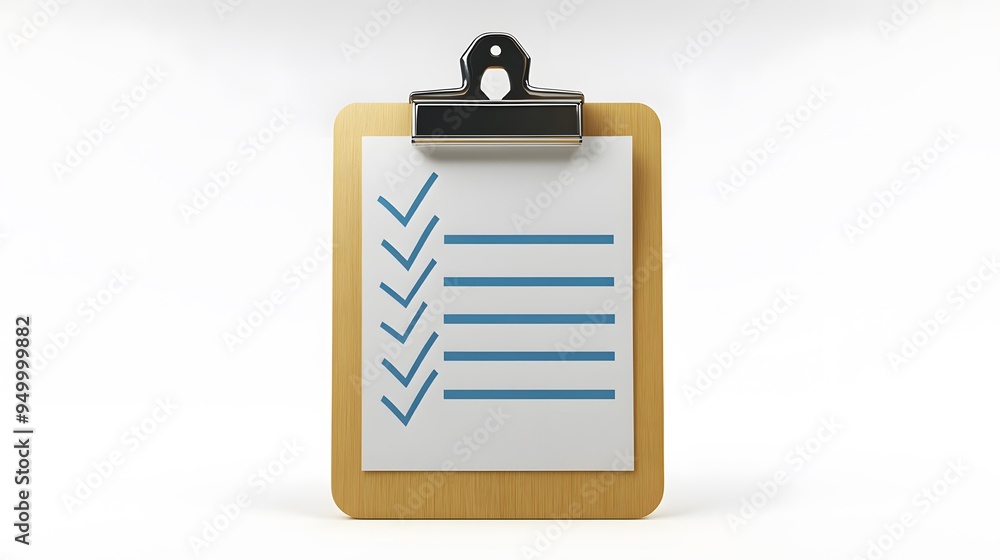 Poster 3d clipboard, checklist symbol. assignment target icon. project task management and effective time p