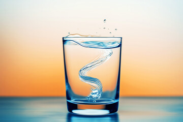 Small tornado in a glass of water, copyspace