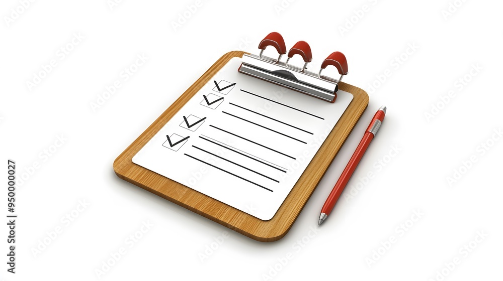Poster 3d clipboard, checklist symbol. assignment target icon. project task management and effective time p