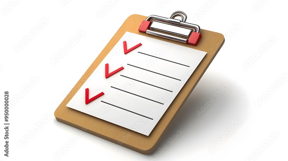 Poster 3d clipboard, checklist symbol. assignment target icon. project task management and effective time p