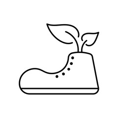 Boot with plant line icon on white background.