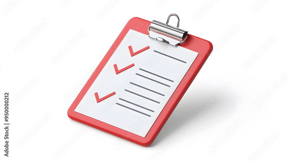 Poster 3d clipboard, checklist symbol. assignment target icon. project task management and effective time p