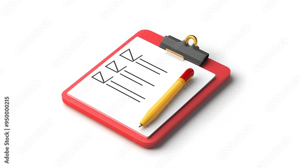 Poster 3d clipboard, checklist symbol. assignment target icon. project task management and effective time p