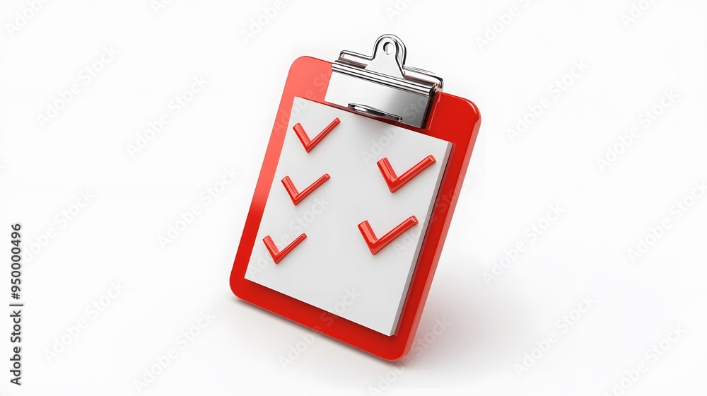 Poster 3d clipboard, checklist symbol. assignment target icon. project task management and effective time p