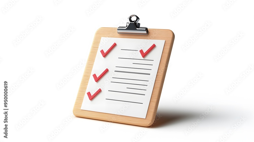 Poster 3d clipboard, checklist symbol. assignment target icon. project task management and effective time p