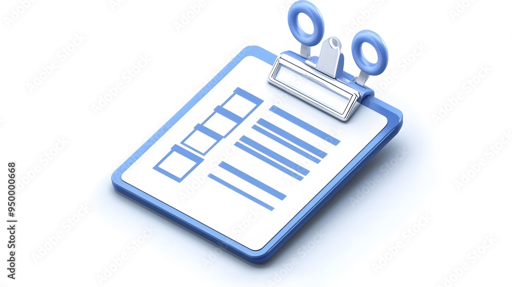 Poster 3d clipboard, checklist symbol. assignment target icon. project task management and effective time p