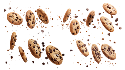 PNG floating cookies design element set, transparent background