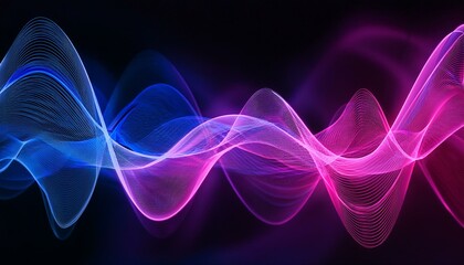 Pink and blue wave of music on dark background, futuristic concept Stock Photo