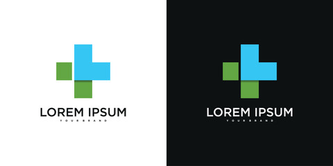 Medical health services symbol logo design. Premium Vector