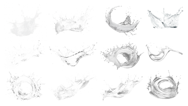 PNG water splash design element set, transparent background