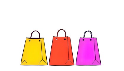Shopping bags icon drawing isolated on a white background