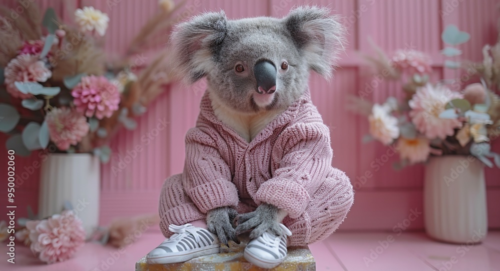 Poster koala in pink outfit