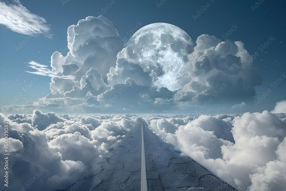 Wall mural moon over the clouds