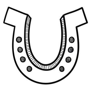 recommend clip art: Hand drawn doodle horseshoe on white background.
