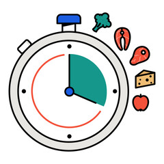 Obraz premium Intermittent Fasting Icon Design. Represents Fasting, Time-Restricted Eating, Health, Weight Loss. Transparent PNG.
