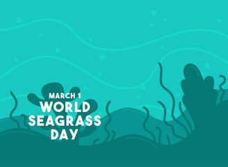 World Seagrass Day. March 1. Flat design vector.