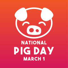 National Pig Day. March 1. Gradient background.