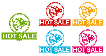 set badge hot Sale icon. sale discount fire sign banner  template labels design vector illustration