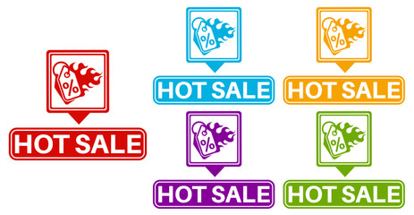 set collections trendy colorful hot sale icon. price offer label fire flame symbol template design  vector illustration