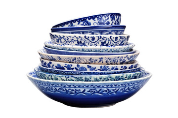 Modern Decorative Ceramic Dish with Geometric Design with Isolated on Transparent Background