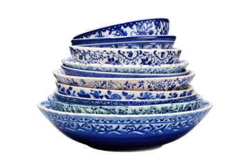 Modern Decorative Ceramic Dish with Geometric Design with Isolated on Transparent Background