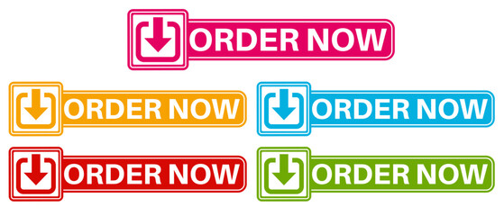 set banner order now icon sign. purchase symbol shop now labels design vector illustration