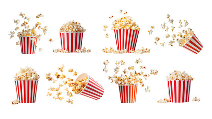 PNG popcorn element set, transparent background