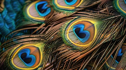 Obraz premium peacock feather closeup wallpaper