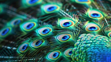 Obraz premium peacock feather closeup wallpaper