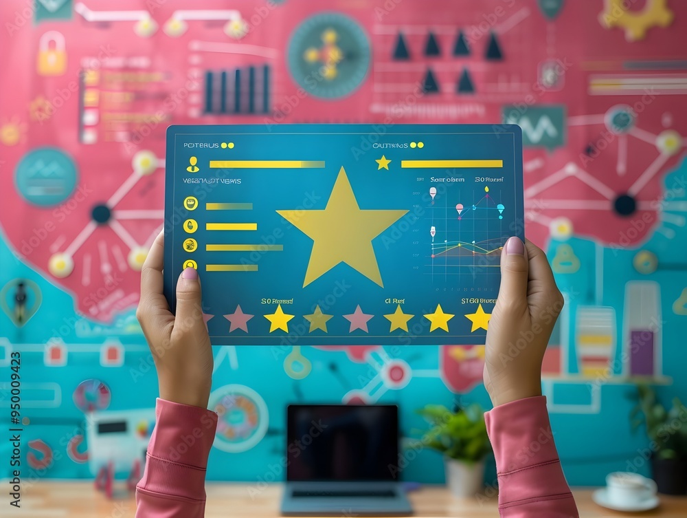Poster detailed graphs showcasing tech product review sentiment analysis trends and user satisfaction
