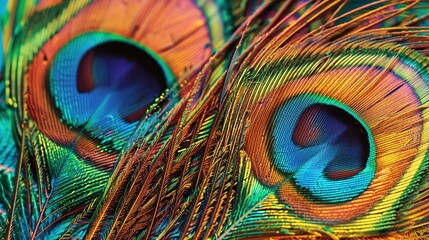 Obraz premium closeup of peacock feather wallpaper