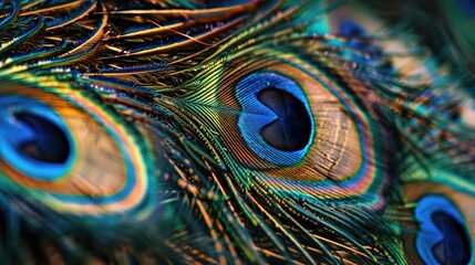 Fototapeta premium closeup of peacock feather wallpaper