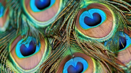 Fototapeta premium closeup of peacock feather wallpaper
