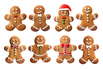 PNG Gingerbread cookie design element set, transparent background