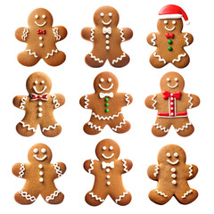 PNG Gingerbread cookie design element set, transparent background