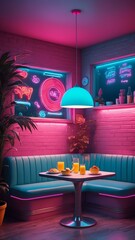 illustrative albedo breakfast nook retro neon theme