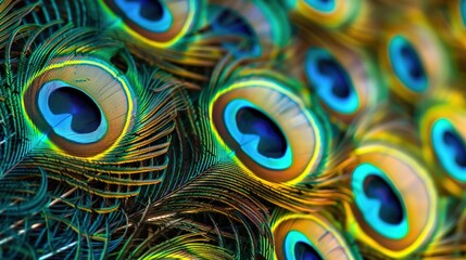 Obraz premium closeup of peacock feather wallpaper