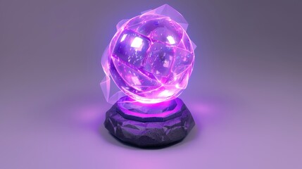 Fototapeta premium Glowing Crystal Orb on a Stone Base.