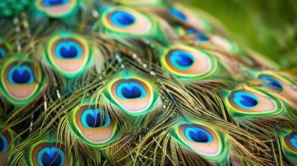 Obraz premium closeup of peacock feather wallpaper