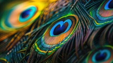 Obraz premium closeup of peacock feather wallpaper