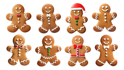 PNG Gingerbread cookie design element set, transparent background