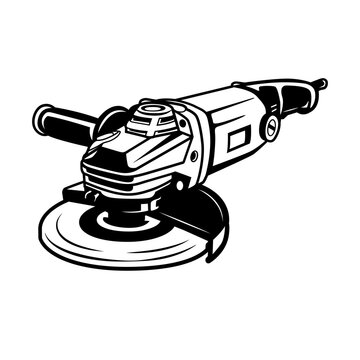 black and white angle grinder tool clip art preview